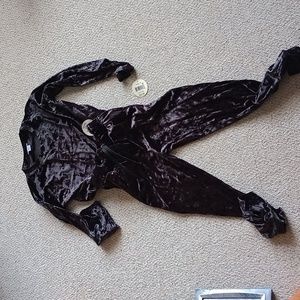 Girls Colorful velour jogging pants and top